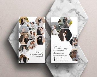 Honeycomb Business Card Template, Business Card Canva Template, Photo Business Card Photoshop Template, Photography Business Marketing