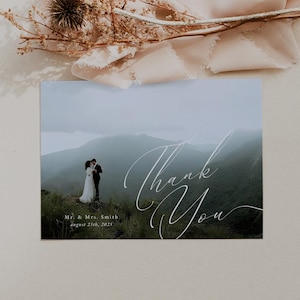 de Carte de remerciement pour mariage bohème, Carte de remerciement photo minimaliste, Photoshop, toile | Sloane