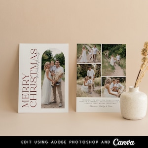 Christmas Card Template, Holiday Card Template, Photo Christmas Card Template, Photoshop Christmas Card Template, PSD Template | Zia - CC137