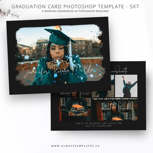 Graduation Announcement Card Photoshop Template, Senior Graduation Template, Graduation Invitation, Editable Graduation Card PSD Template
