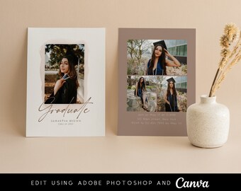 Graduation Announcement Card Template for Photoshop and Canva - GC010