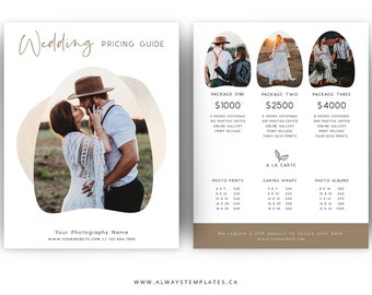 Photography Price List, Pricing Guide Template, Pricing Guide for Photographers, Photography Pricing Template, Photography Photo Price Sheet