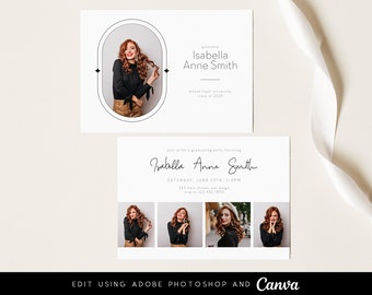 Graduation Announcement Card Template for Photoshop and Canva - GC016