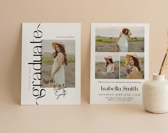 Minimalist Senior Graduation Announcement, Grad Party Invite Editable Invitation