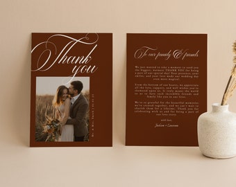 Terracotta Wedding Thank you Card Template for Photoshop and Canva - TY002