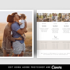 Photography Price List Template for Photographers - PG010