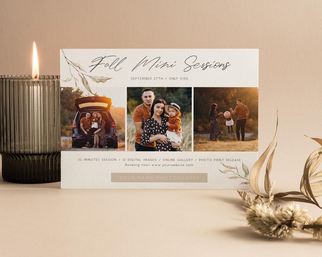 Fall Mini Session Template for Photographers, Family Photography Autumn ...