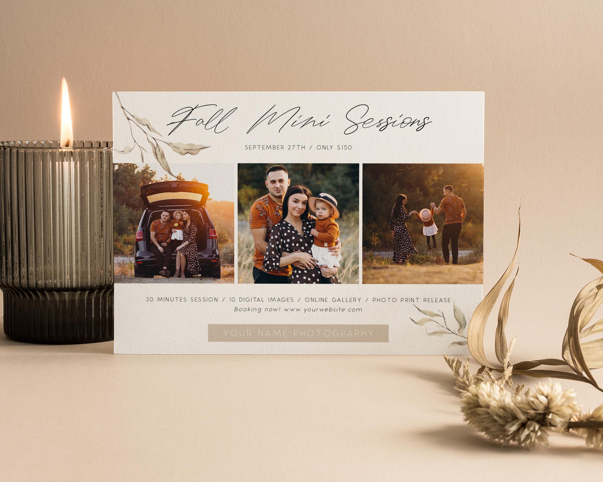 Fall Mini Session Template for Photographers, Family Photography Autumn ...