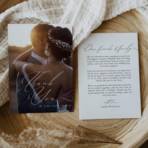 de Carte de remerciement pour mariage bohème, Carte de remerciement photo minimaliste, Photoshop, toile | Sloane