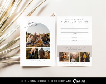 Gift Certificate Template for Photographer, Photographer Gift Certificate, Photography Canva Gift Card, Gift Card Photoshop Template |GIC012