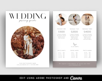 Wedding Photography Price List Template for Photoshop and Canva - PG007