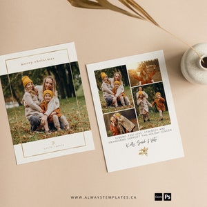 Gold Christmas Photo Card Template, Minimalist Christmas Card, Photo Holiday Card Template, Christmas Card Template, Editable Card Template