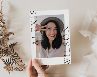 Plantilla de anuncio de graduación para Photoshop y Canva, invitación editable de graduación universitaria