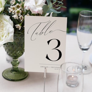 Modern Wedding Table Number Template, Minimalist Wedding Reception Table Numbers, 4x6 & 5x7, Canva | Sloane