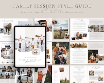 Family Photography Style Guide Magazine Template, Pre-written Family Session Welcome Guide Template, Photography Family Session Guide Canva