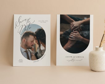 Modern Photo Save the Date | Simple Save Our Date Template | Arch Save the Date Card