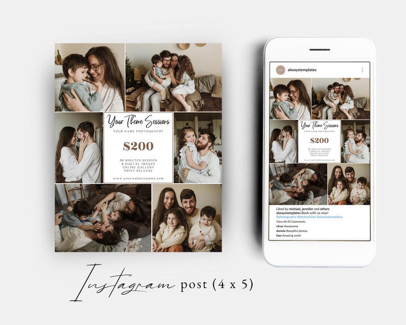 Your Theme Photography Marketing Template, Mini Session Template, Instagram Photography Marketing Board, Social Media Advertisement image 3