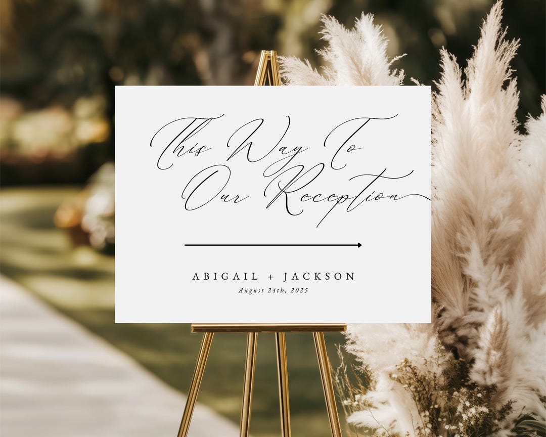 Welcome Direction Sign Wedding Direction Sign Template, Modern Wedding This Way Sign ...