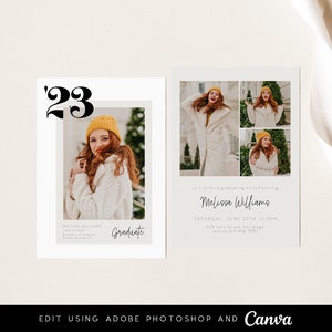 Modèle d'invitation à l'obtention du diplôme pour Photoshop et Canva - GC019