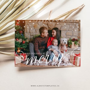 Christmas Card Template, Holiday Card Template, Photo Christmas Card Template, Christmas Card Photoshop Template, PSD Template, 5x7 Card