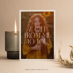 Modèle de chèque-cadeau de photographe pour Photoshop et Canva - GIC041