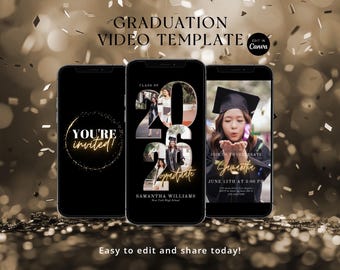 Class of 2026 Photo Collage Graduation Video Invitation, Text Message Invite, Graduation Evite, Animated Invitation, Phone Invite Canva