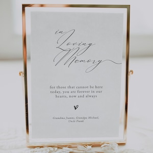 In Loving Memory Sign for Weddings Template, Forever In Our Hearts Sign, Wedding Memorial Sign, Printable Memory Table Sign, Canva | Sloane
