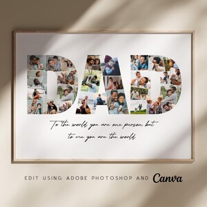 Dad Photo Collage Template, Personalized Fathers Day Gift, Dad Picture Collage, Dad Birthday Gift, Personalized Christmas Dad Gift