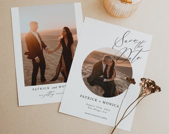 Circle Photo Wedding Save the Date Template | Modern Save the Date Card