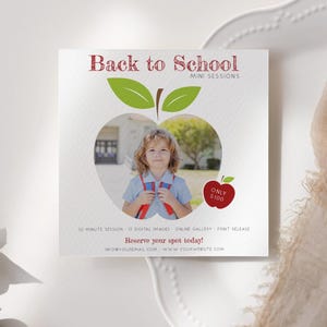Back to School Mini Session Template for Photographers, School Photo Sessions, Kids Photography Social Media Post Marketing Board