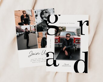 Bold Modern Graduation Announcement Template for Photoshop and Canva, Class of 2026 Senior Graduation Invite