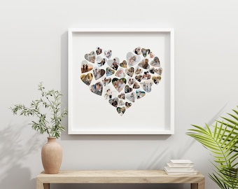 Modello di collage di foto a forma di cuore, collage di foto a forma di cuore, collage di foto di San Valentino, collage d'amore, regalo di San Valentino, collage di foto di famiglia
