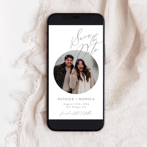 Digital Electronic Save the Date with Photo, Modern Save the Date Evite Template, Canva | Sloane