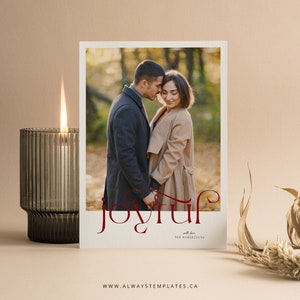 Joyful Photo Christmas Card Template for Photoshop and Canva - CC155