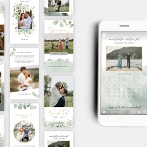 May include: A smartphone screen displaying a calendar with available dates for summer sessions. The calendar is for August 2020 and has a watercolor background with a photo of a couple holding hands on a dock. The text "available dates for summer sessions" is at the top of the screen. The text "message me to book an appointment" is at the bottom of the screen.
