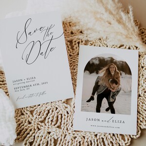 Modello moderno per Save the Date per matrimonio, modello minimalista per Save Our Date con foto per Photoshop e Canva - SD032 / Sloane