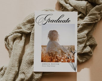 Modern Senior Graduation Announcement for Canva and Photoshop, Senior Graduation Photo Invitation