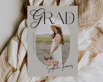 Modern Minimalist Senior Graduation Announcement Template, College Graduation Invitation