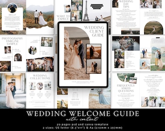 Wedding Photography Pricing Guide Template, Pre-written Wedding Welcome Guide Template, Photographer Client Guide, Magazine Template w/ Copy