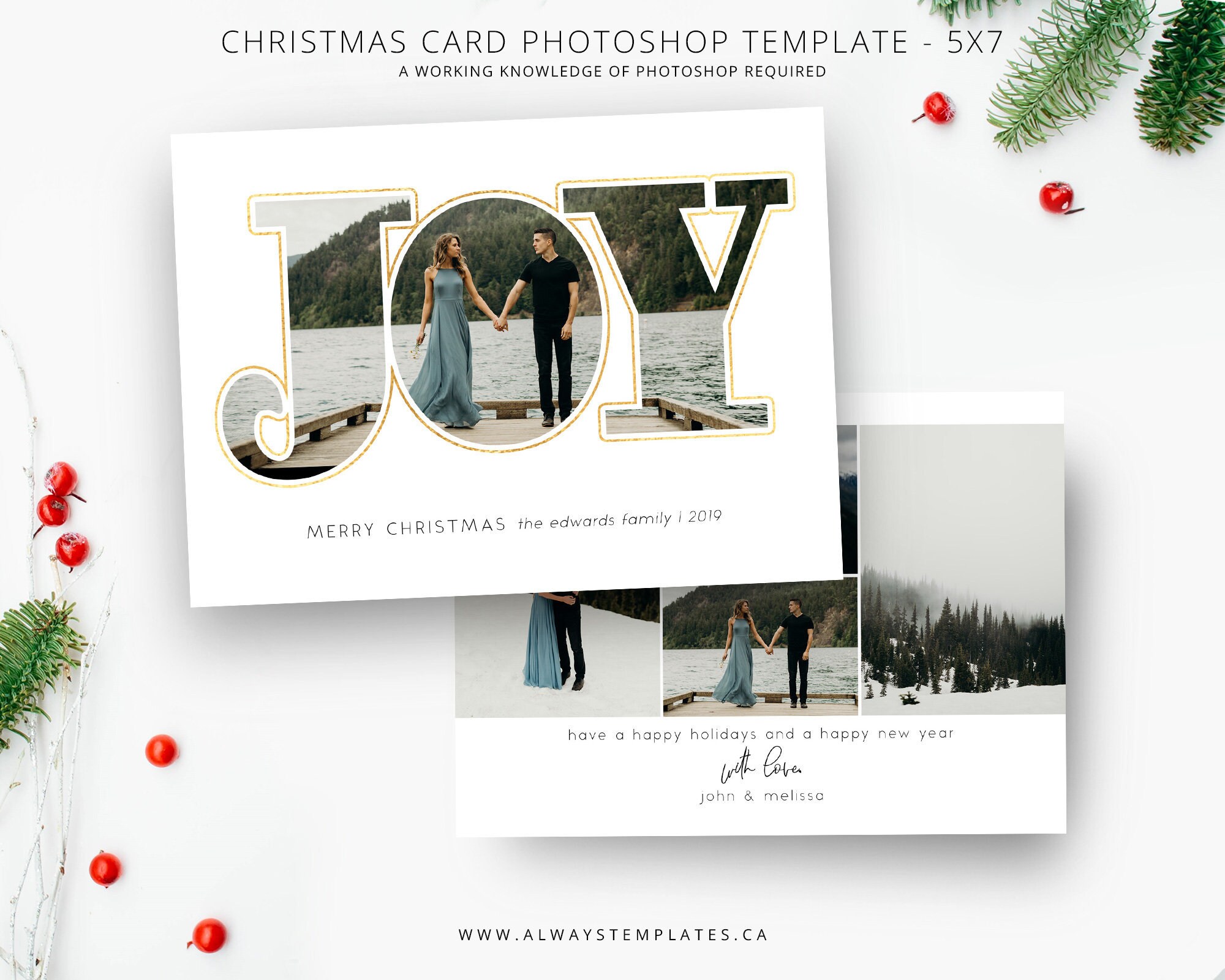 Christmas Card Template Photo Christmas Card Template | Etsy