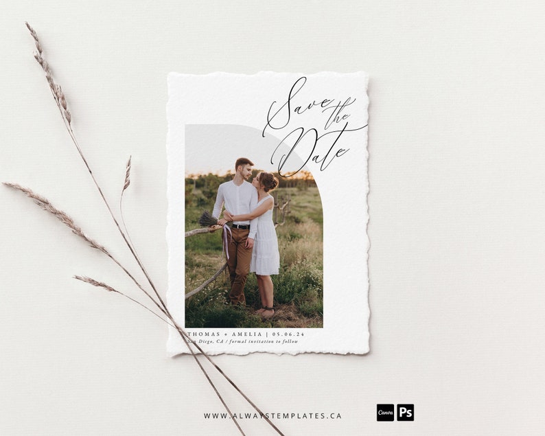 Modern Half Arch Wedding Save the Date, Minimalist Save the Date Card, Save Our Date image 8