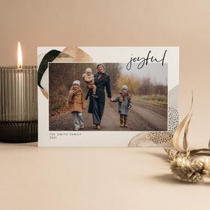Plantilla de tarjeta navideña con foto alegre, tarjeta navideña moderna, plantilla de tarjeta festiva, tarjeta festiva con foto, tarjeta festiva minimalista - CC109