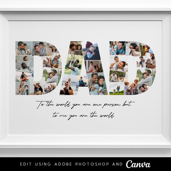 Dad Photo Collage Template, Personalized Fathers Day Gift, Dad Picture Collage Template, Dad Birthday Gift, Personalized Christmas Dad Gift