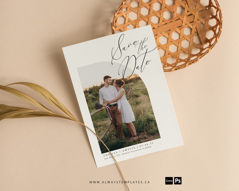 Modern Half Arch Wedding Save the Date, Minimalist Save the Date Card, Save Our Date image 9