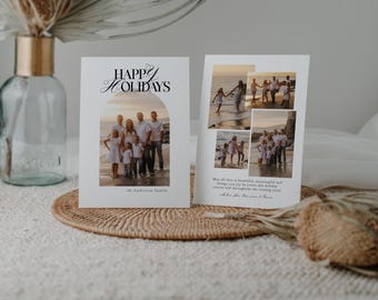 Modern Christmas Photo Card, Elegant Holiday Card Template, Minimalist Holiday Photo Card, Classic Holiday Card, Xmas Card | ARI - CC172