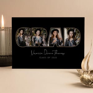 Graduation Announcement Card Template, Senior Graduation Invitation Template, Editable Grad Party Invite, Photo Collage, Photoshop, Canva