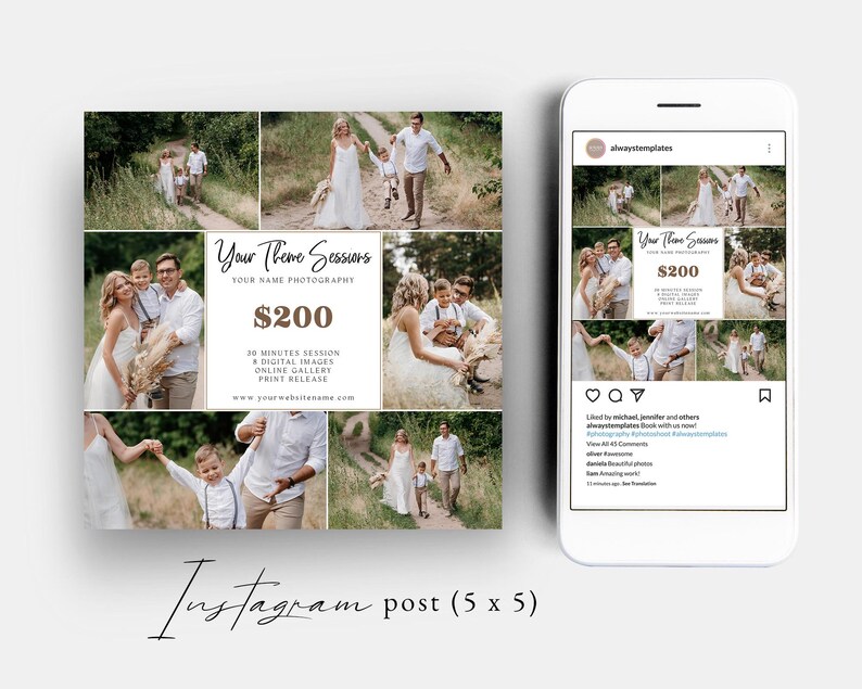 Your Theme Photography Marketing Template, Mini Session Template, Instagram Photography Marketing Board, Social Media Advertisement image 2