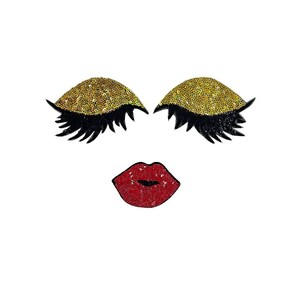 Eye Sequin Applique Patch,Eyelash Paillette Patch,lip Patch,Diy Supplies,T-Shirt Sequin Applique,Iron on/Sew on Sequin Patch,Wholesale Patch