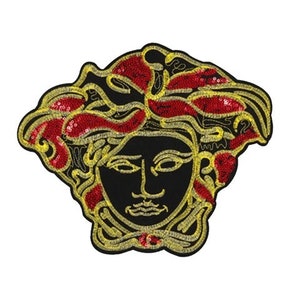 1PC Sequin Applique Patch,Medusa Gold Embroidery Patch,Girl Sequin Patch,Goddess Head Patch,Round Patch,Vintage Patch,Clothing Decals,DIY