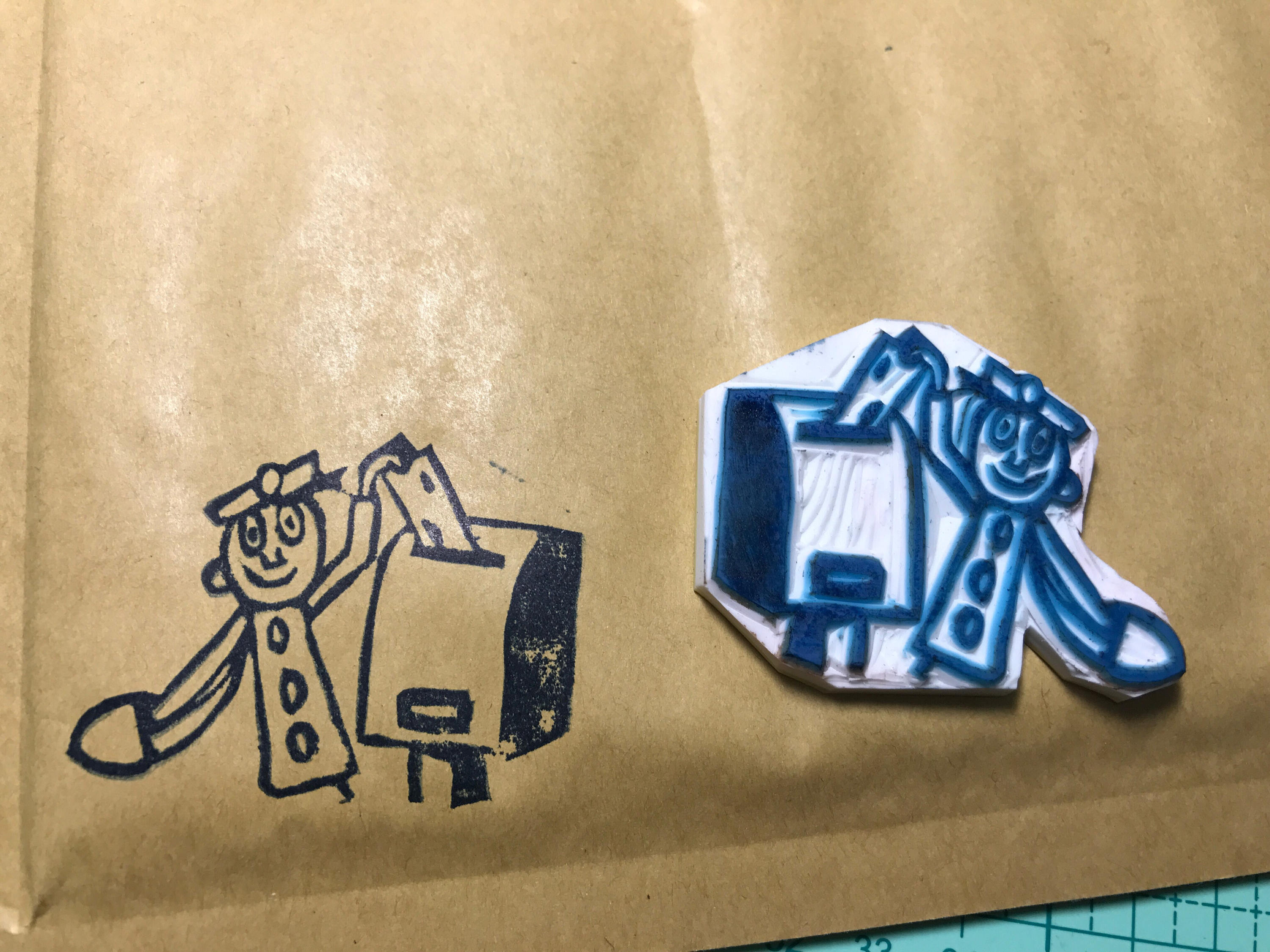 Mr Zip Rubber Stamp card Makingsticker Making hand Carved Etsy UK